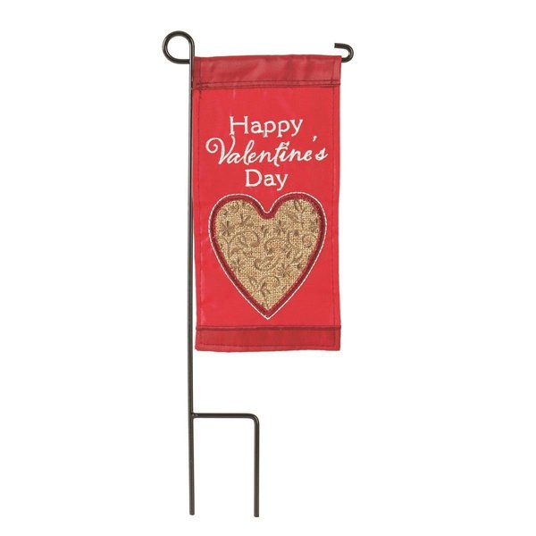 Dicksons 4 x 85 in Flag Double Applique Happy ValentineS Day Polyester Mini I Flag With Pole M040058